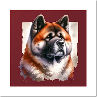 Akita Watercolor Painting - Beautiful Dog Posters and Art